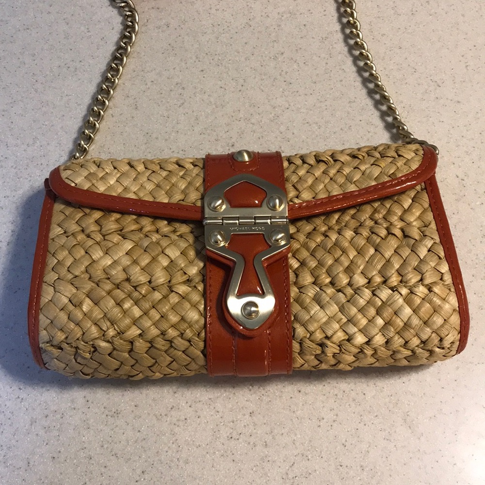 Michael Kors Convertible Natural Straw Clutch RARE